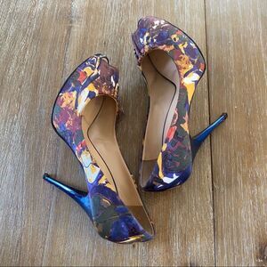 GIUSEPPE ZANOTTI fabric printed Peep Toe Pumps 9